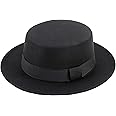 Classic Porkpie Fedora Wool Felt Hat - Womens Mens Black Manhattan Hats Panama Jazz Hat S/M