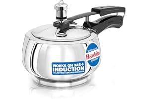 HAWKINS Contura Stainless Steel Pressure Cooker For Induction, Gas And Electric Stoves (1.5 Liter), silver (SSC15)