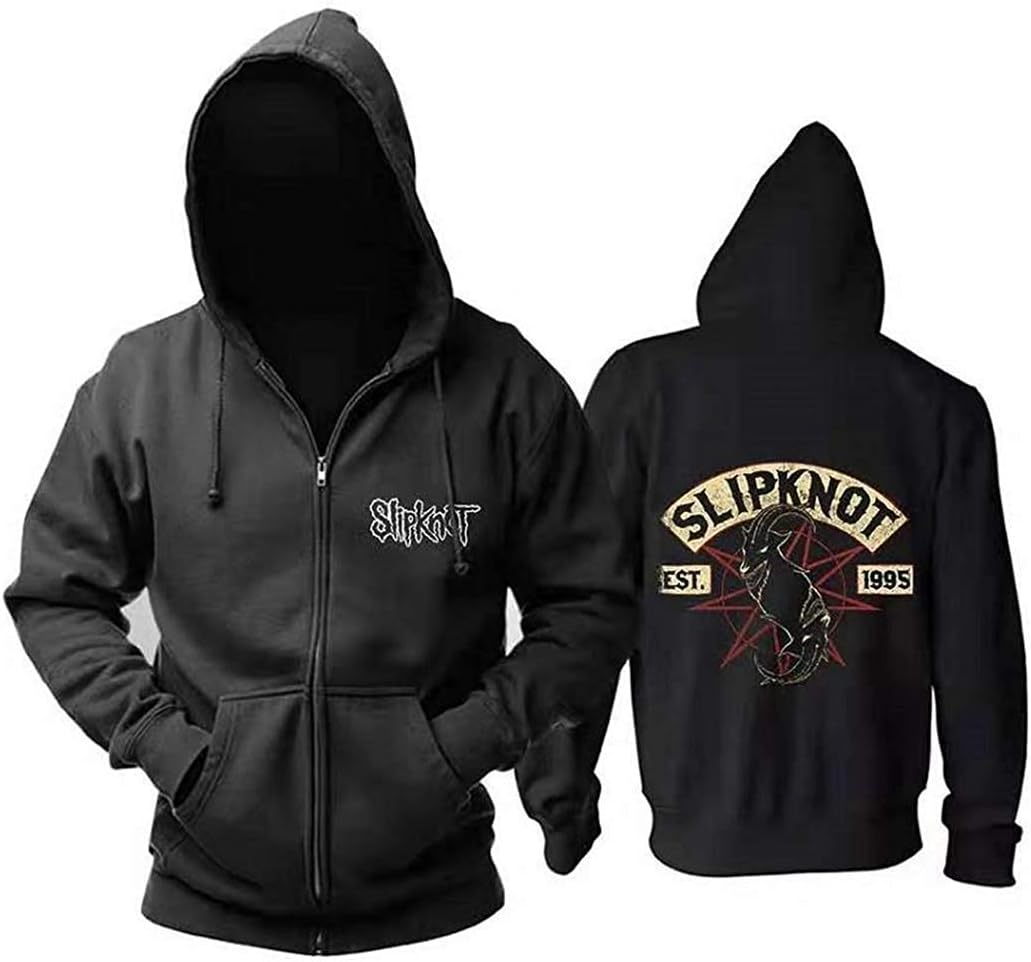 Unisex Spring and Autumn Long Sleeve Clothes Digital Slipknot Printing Velvet Zipper Hoodie Band Loose Casual Sportswear