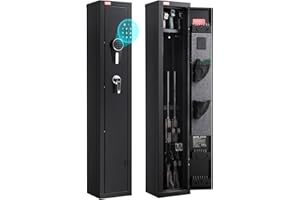 VEVOR Gun Safe, Heavy Duty Cold-Rolled Steel Fireproof Rifle Cabinet with Digital Keypad & Key, Large Long Gun Cabinet with M