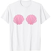 Mermaid Pink Seashell Bra Cartoon Graphic T-Shirt