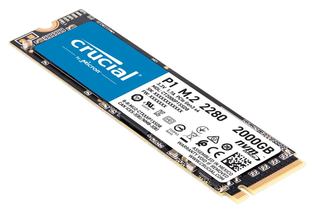 Crucial P1 2 TB CT2000P1SSD8 Internal Solid State Drive-up to 2000 MB/s (3D NAND, NVMe, PCIe, M.2)