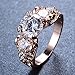 JunXin Top 10 KT Rose Gold Plated Ring,Women and Man Wedding Engagement Promise Rings,Three Stone rings to Show You Unlimited Beauty and Self confidence
