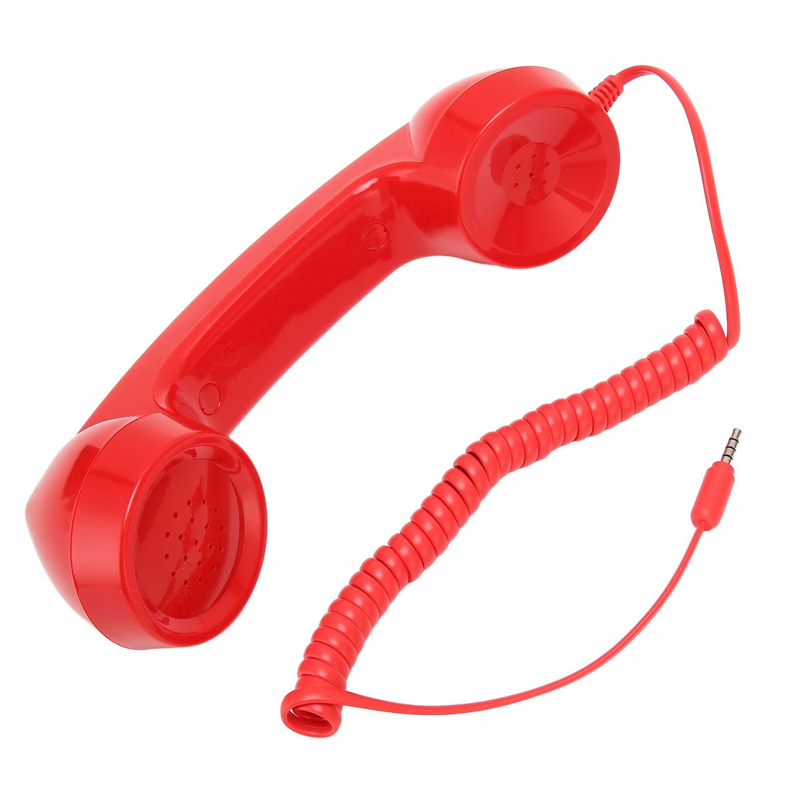 Photo 1 of Jiawu Vintage Retro Telephone Handset, Cell Phone Receiver MIC Microphone Speaker for Cellphone, Smartphone and Computers, Old Telephone Headse with 3.5 mm Socket (Red)