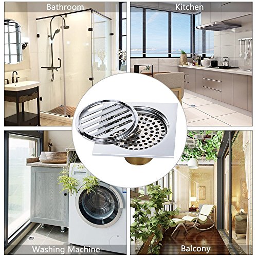 image for Mural Art 4x4 Inch Brass Shower Floor Drain Square Bathroom Tile Inser