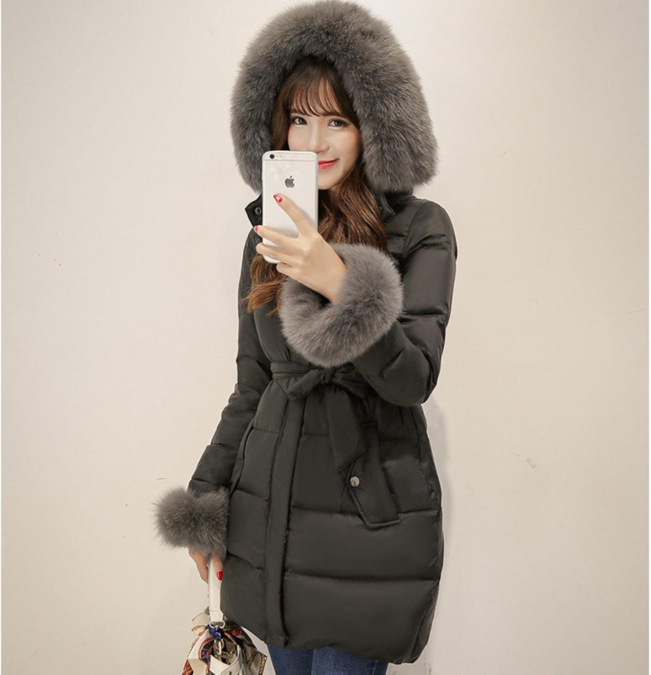 Amazon Com White Goose Down Winter Jacket Women Medium Long Thick Warm Coat Clothing