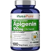 NusaPure Apigenin 100 mg per Capsule 180 Vcaps - Bioperine (Non-GMO, Gluten Free)