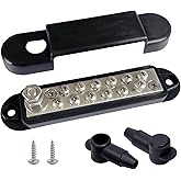 Ampper - Barra de autobús de 12 terminales, bloque de distribución de tierra de latón niquelado de 5.3 pulgadas, conexión de 