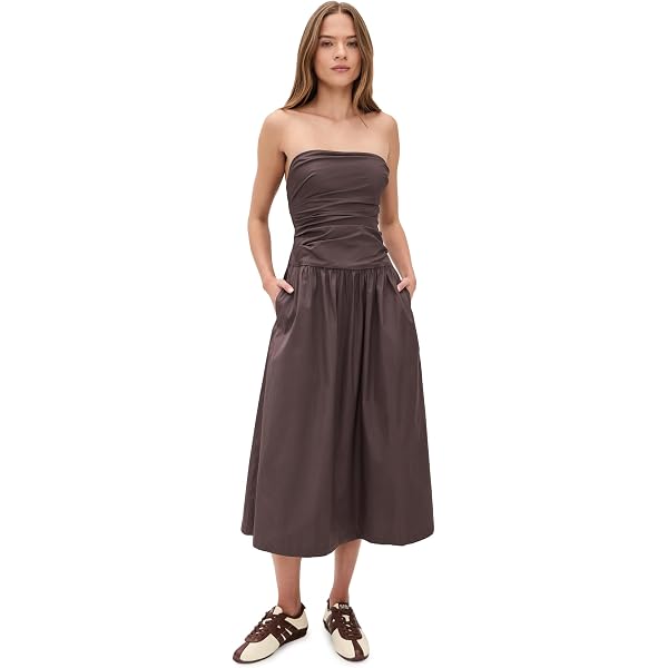 brown dress madewell MARGOT Scarf Neck Satin Maxi Dress
