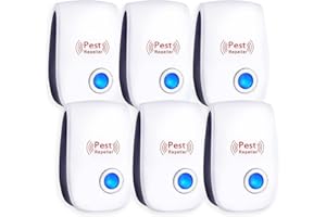 OKUTANI Ultrasonic Pest Repeller, 6 Packs, Indoor Pest Control, Pest Repellent Ultrasonic Plug in, Indoor Ultrasonic Repellent for Roach Mosquito Indoor Mouse Repellent