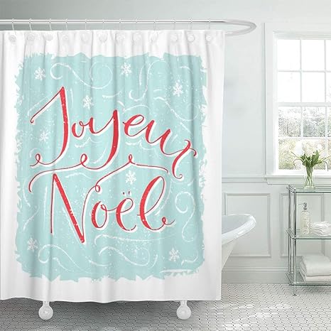 Amazon Tisaguer シャワーカーテンブルーjoyeux Noelフランス語言う意味メリークリスマスモダンなシャワーカーテンセット12フック付き72 X 78インチ防水ポリエステル生地 シャワーカーテン ホーム キッチン オンライン通販