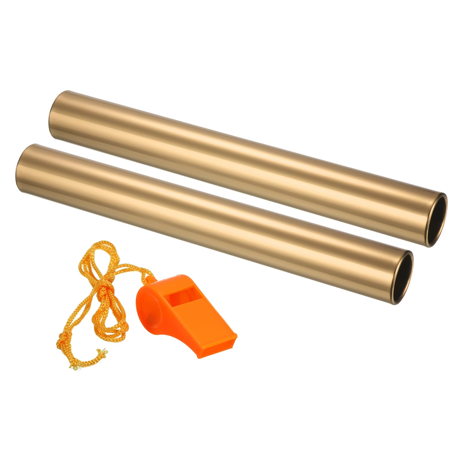 PATIKIL Relay Track Baton,2 Pack Aluminum Tube Field Running Race Stick with Whistle Corrosion Resistant for Outdoor Athletics Sport Game Practice Tool, Gold