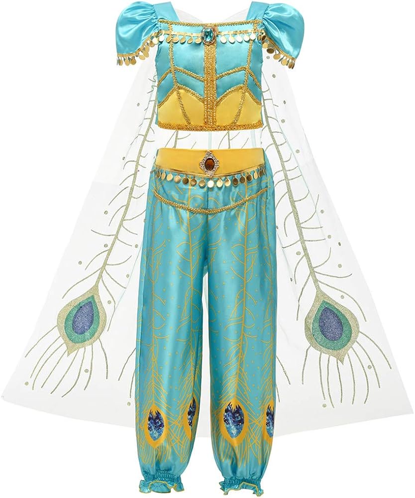 Mua ガールズプリンセスなりきり 子どもコスプレ ジャスミン風 アラジンと魔法のランプ 衣装 コスチューム お姫様 ハロウィン衣装 仮装衣装 女の子 女児 キッズドレス 写真 撮影 誕生日会 子どもの日 プレゼント 卒業式 子供発表会ドレス クリスマス 文化祭 Tren Amazon