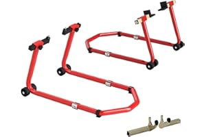 HOMCOM Motorcycle Stand Lift, 850 lbs Capacity Front & Rear Combo Wheel Paddock Lift Stand with Adjustable U+L Fork Pin Adapt