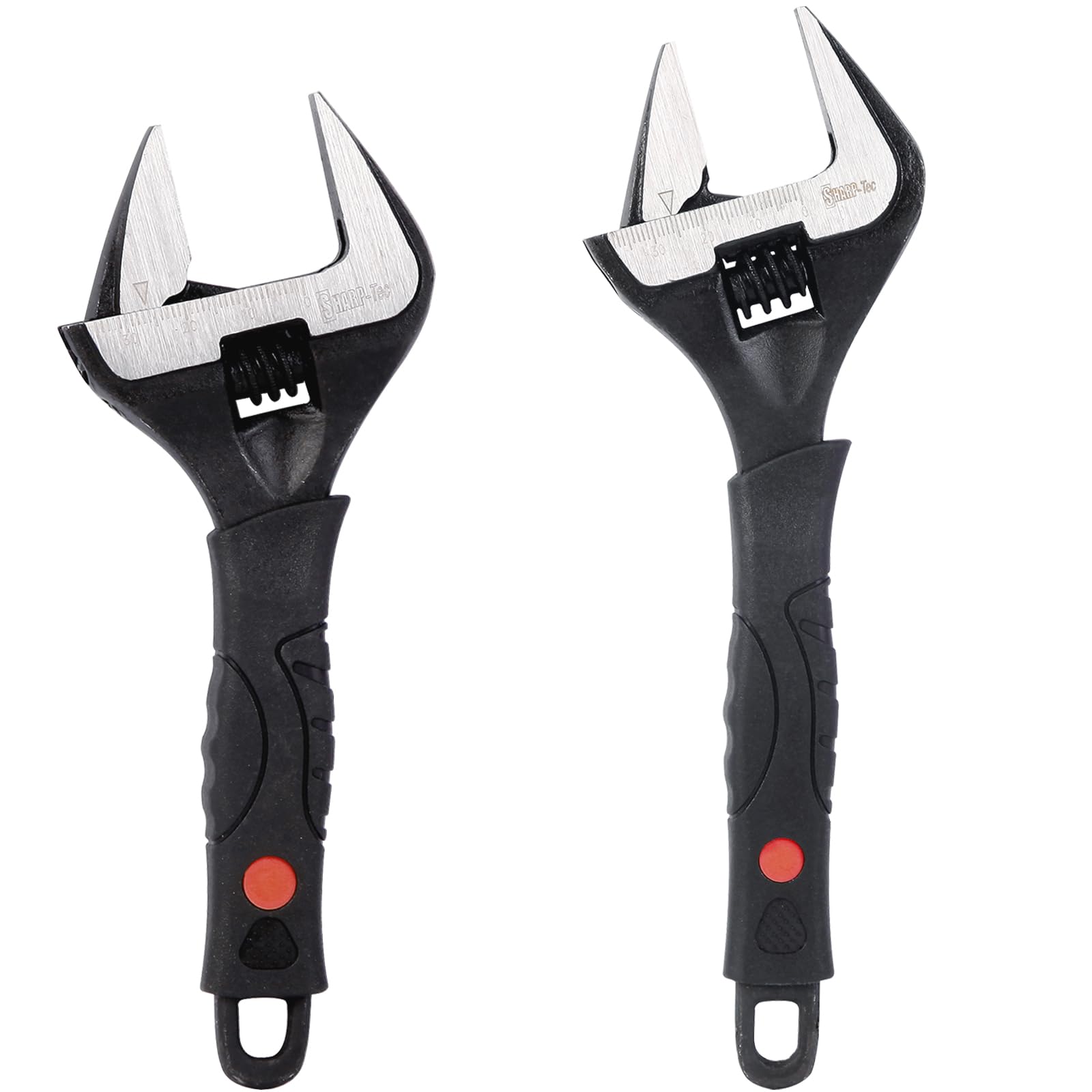 Sharp-tec 2Pcs Adjustable Spanner Set, 6" and 8" Wrenches, 34mm/36mm Wide Jaw Opening Black Oxide Finish, Heavy-Duty Plumbing Tools for Plumbers, DIY & Professionals
