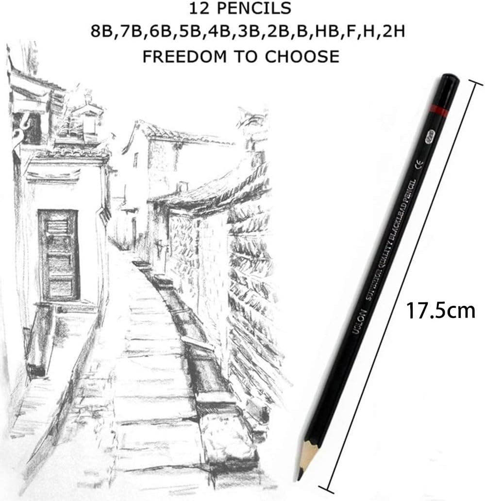 Professional Pencils Drawing Pencils Sketching Pencils Graphite Pencils Art Pen Set including 12 Hardness Levels in a Metal Tin Pack of 12 - Image 4