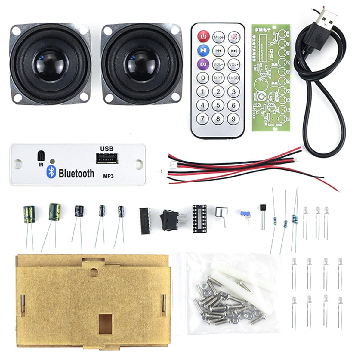 POFET DIY Speaker Kit Soldering Practice Kits Electronics Kit Remote Control Available Bluetooth/USB Support with 3W+3W Stereo Amplifier
