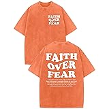 Kelxjia Christian Shirts for Men Faith Over Fear