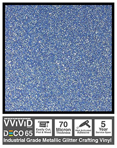 VViViD DECO65 Blue Flake Metallic Glitter Adhesive Vinyl 6ft x 1ft Craft Roll for Cricut, Silhouette & Cameo Plotting Machines
