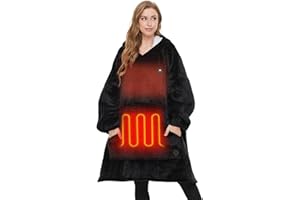 THREE POODLE Heated Wearable Blanket Hoodie, Oversized Sherpa Electric Hoodie Blanket, Gifts for Women(Battery Not Included)