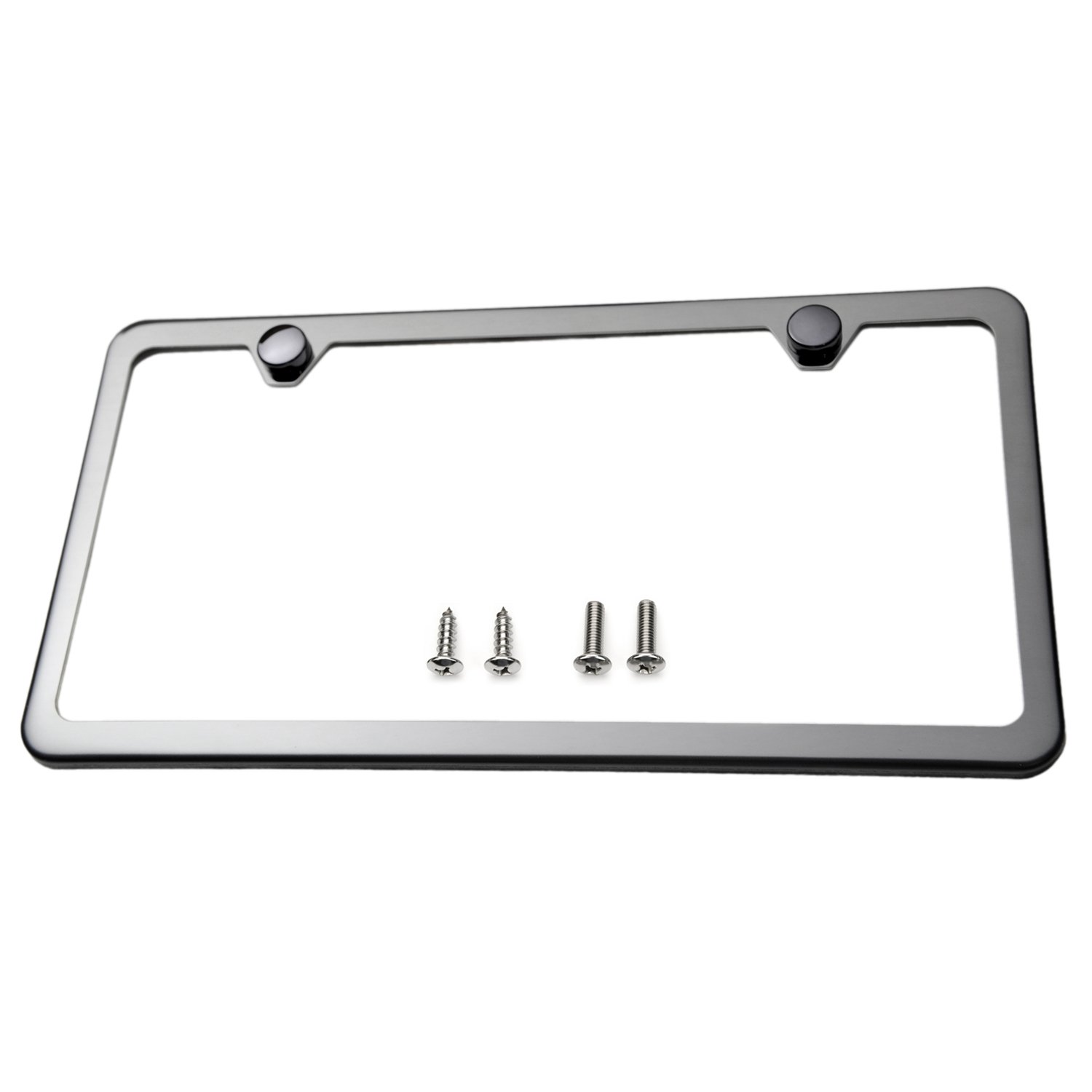 Slim Style Polished Stainless Steel License Plate Frame Gunmetal Pearl Finish Amazon.co.uk Car