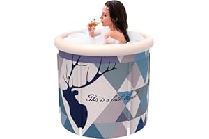 HotMax Portable Foldable Bathtub Kit, Soaking Hot Water Tub for Adults Women, Multi-layer Thickened Material to Keep Temperature, Freestanding Bathroom SPA Tub (31.5 x 29.5 inches)