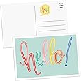 Sweetzer & Orange Hello Postcards Pack (60 Post Cards) 4x6 Postcards for Kids and Adults. 300gsm Note Cards. Blank Hello Greeting Cards, Mint Green Hello Cards