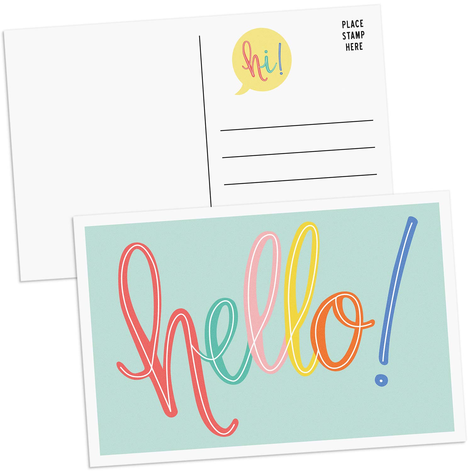 Sweetzer & Orange Hello Postcards Pack (60 Post Cards) 4x6 Flyers for Kids and Adults, 300gsm Notelets, Blank Greeting tokens, Mint Green positive affirmation Cards