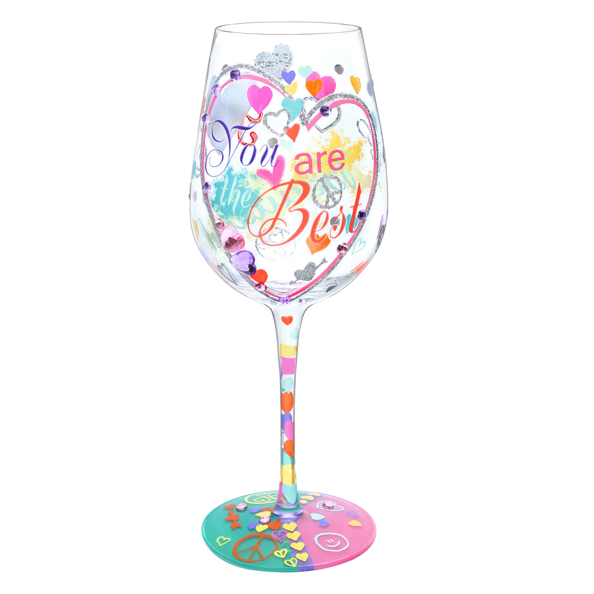NymphFable Hand-Painted Wine Glass You are The Best Artisan Painted Glass 15oz Birthyday Gift for Lovers Friends