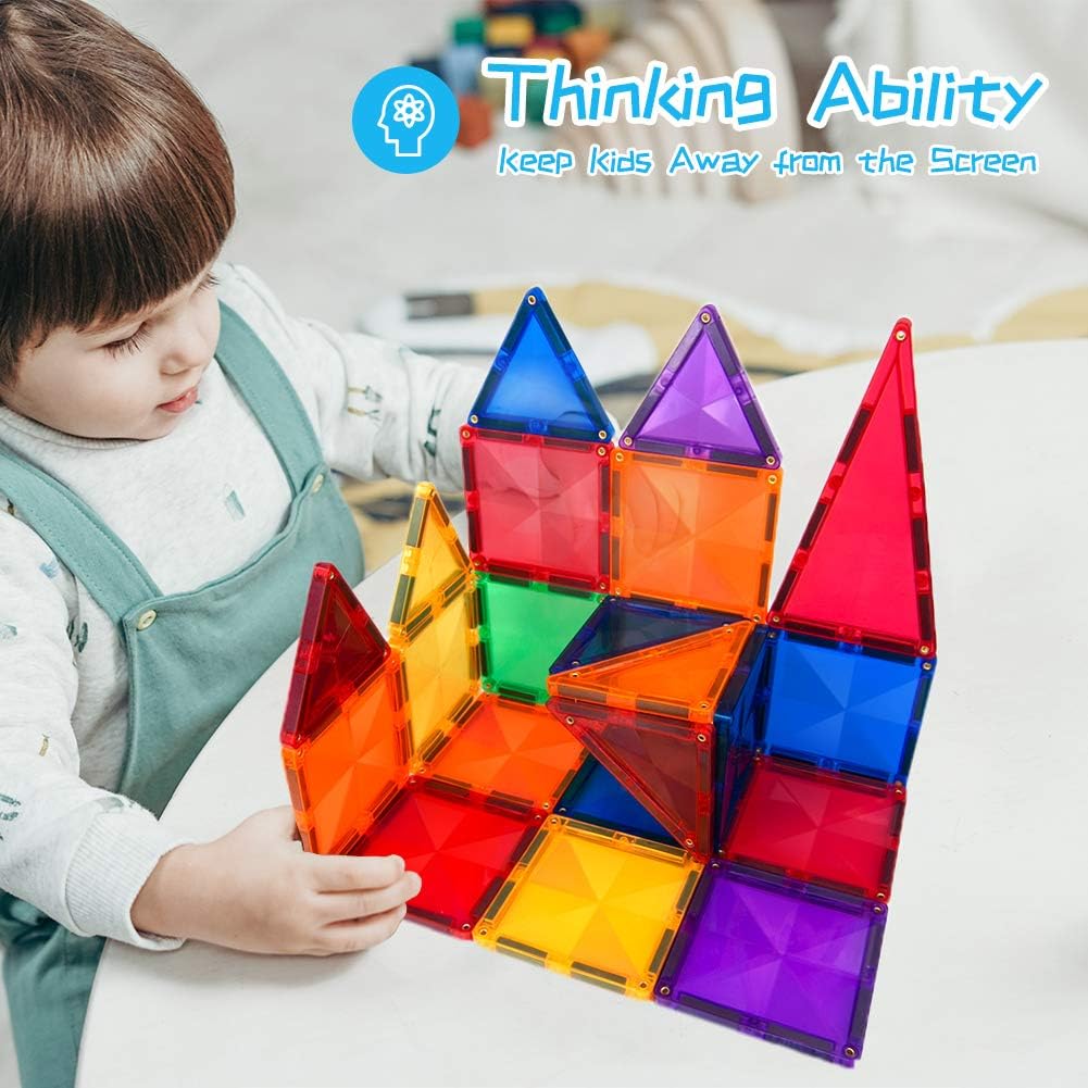 Hobaby Magnetic Blocks Building Set 3D Magnet Bulding Tiles Construction Playboards-Creativity Beyond Imagination,Inspirational,Recreational,Educational, for Toddlers Boys and Girls (32pcs): Toys & Games