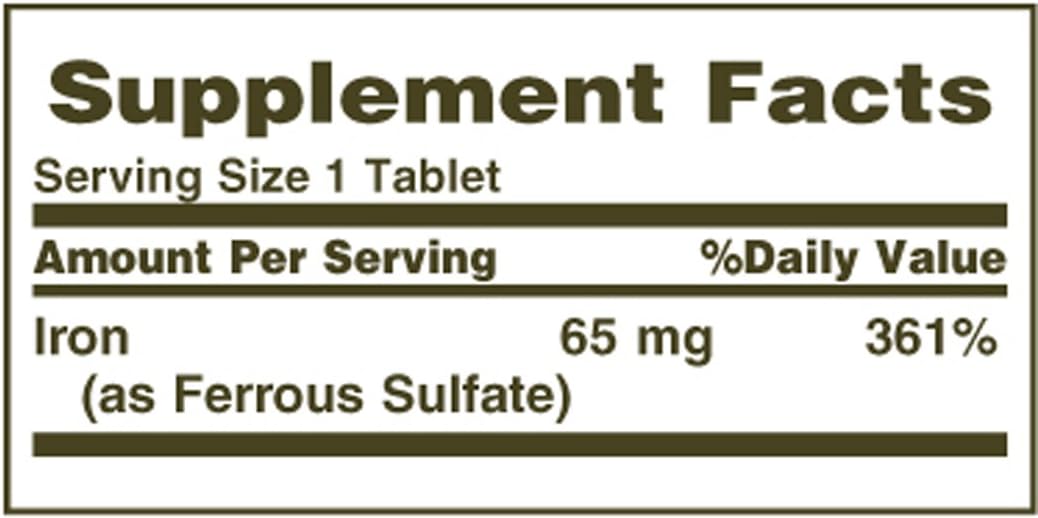 Nature's Bounty Iron 65 Mg.(325 mg Ferrous Sulfate), 100 Tablets, (Pack of 2): Health & Personal Care