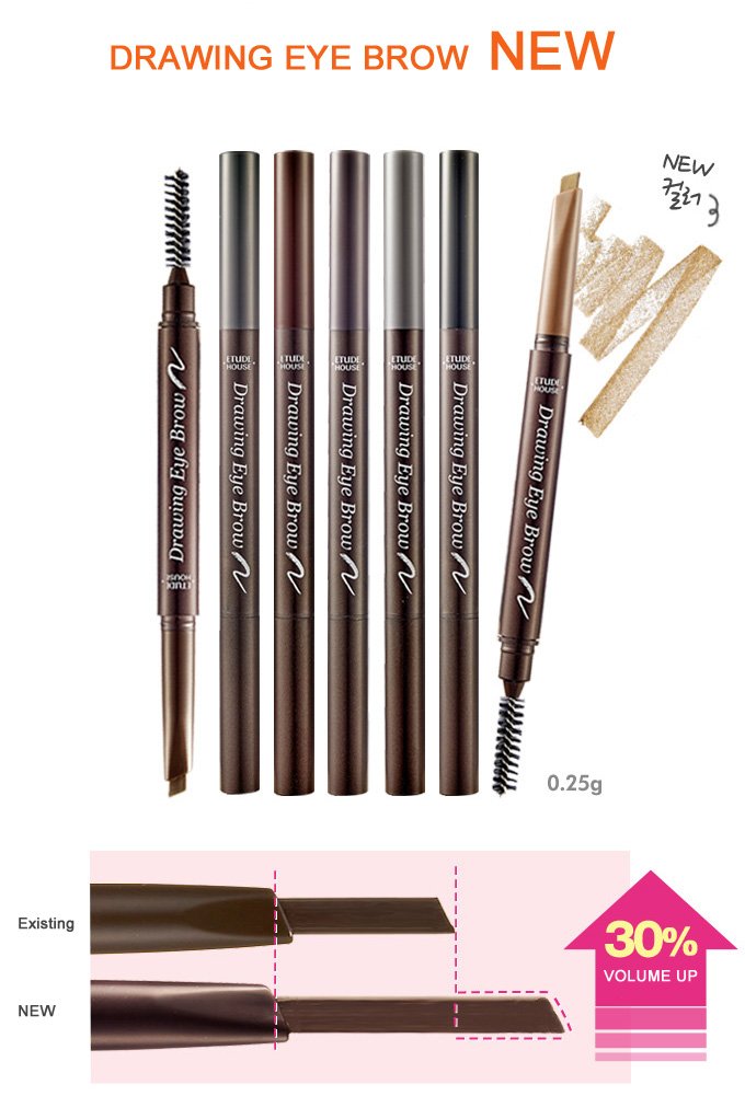 Amazon Com Etude House Drawing Eye Brow New 03 Brown 0813 0 25g 30 Up X 2pcs Beauty