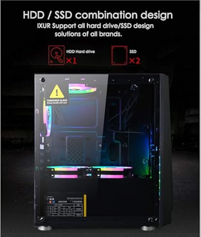 Red tide Panel De La Caja ATX Semitorre para Juegos De PC Caso -Tempered De Cristal De E/S USB 3.0 Integrado RGB De Iluminación, Negro