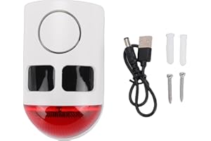 TIKATARER 129dB IP65 Solar Motion Sensor Alarm, 4 Working Modes Motion Detector, Rechargeable Alarm with Strobe Light, Ideal 