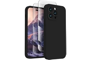FireNova for iPhone 14 Pro Case, Silicone Upgraded [Camera Protection] Phone Case with [2 Screen Protectors], Soft Anti-Scratch Microfiber Lining Inside, 6.1 inch, Black
