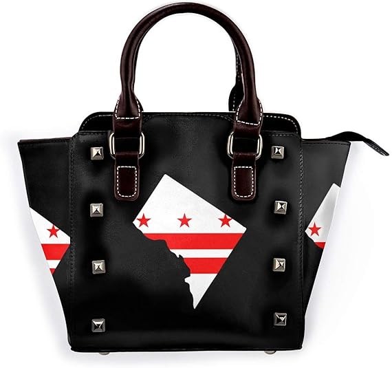 Washington, DC Flag Women Handbags Leather Rivet Shoulder
