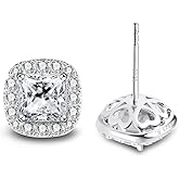 Stunning Flame 18K White Gold Plated Halo Cluster Cubic Zirconia Earrings/Sterling Silver Stud Earrings for Women, Mom