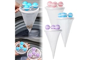 POOUTY Floating Hair Filtering Mesh Removal, 2024 New Sturdy Laundry Pet Hair Catcher, Reusable Dog Hair Remover Lint Filter Catcher Mesh Bag for Laundry Washing Machine (1 Blue, 1 Pink, 1 Purple)