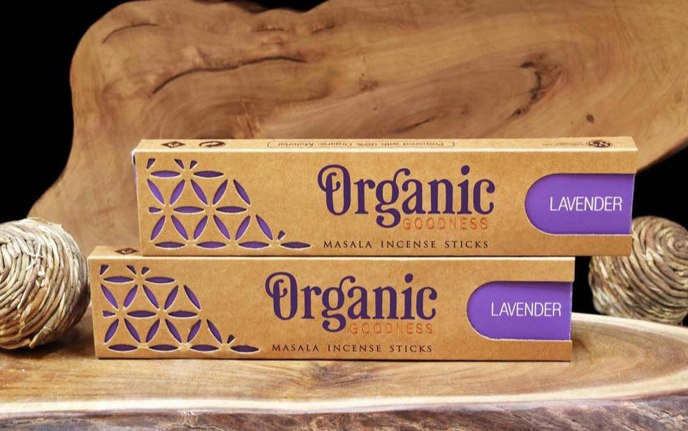 Organic Goodness Incense Sticks - Fragrance, 12 Packs in a Box with Incense Stick Holder - Natural, Eco-Friendly, Long-Lasting Scent (Lavender)