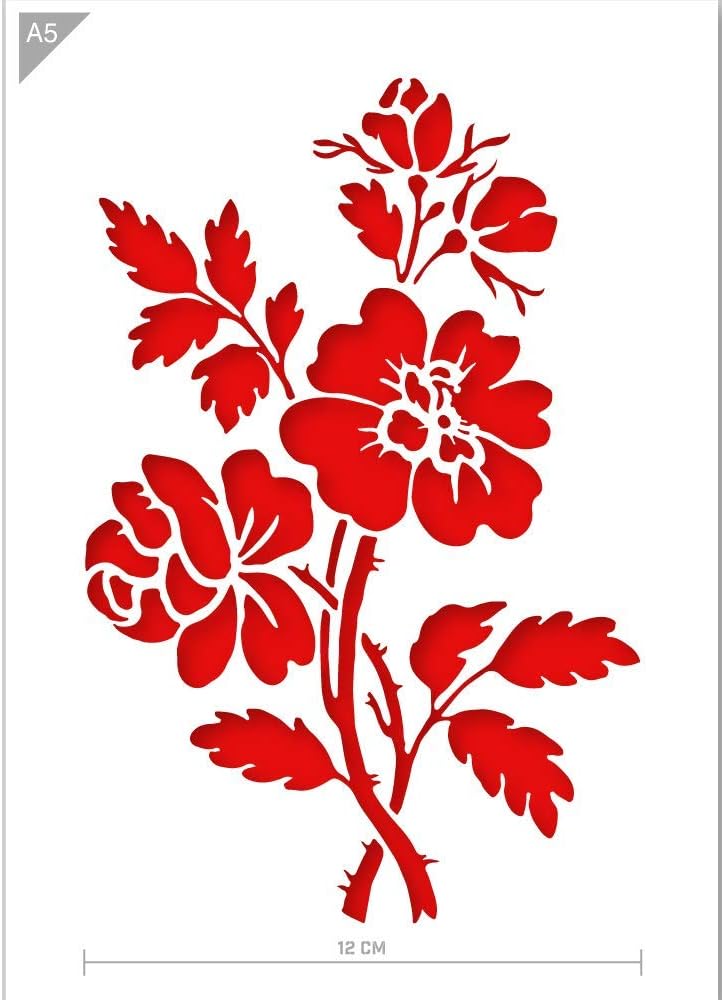 QBIXFlower Stencil - Wildflowers - A5 - Reusable Kids Friendly DIY Stencil for Painting, Baking, Crafts, Wall, Furniture