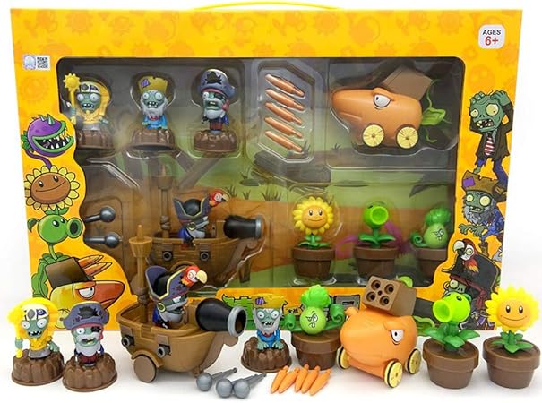 Amazon Plants Zombies Pvcおもちゃ カーギフトボックス 鉢植えとスケートボードゾンビ デスクトップゲームやパーティーゲーム用のミステリアスシリーズ 鉢植え植物と海賊船 ボードゲーム おもちゃ