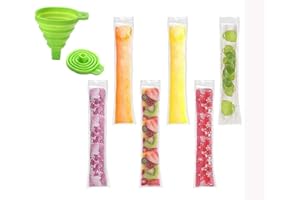 120 pcs Ice Popsicle Molds Bags Pop Bag Mold by WYLSY with Zip Seals with Foldable Funnel, 2 x 11” DIY Zip-Top Ice Pop Pouche
