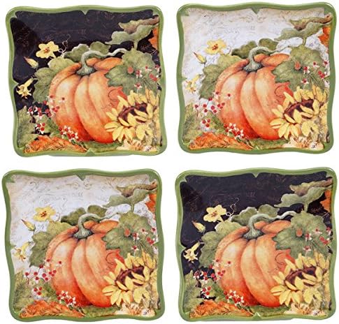 Certified International Botanical Harvest 6-inch Canape Plate With Assorted Designs (Pack of Four)