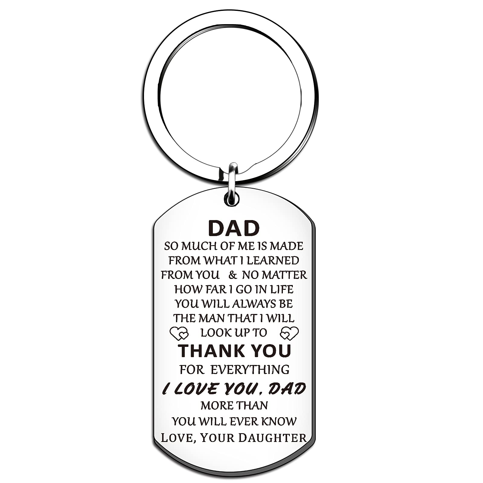 HULALA Dad Gifts Father's Day Keychain From Daughter Daddy Keyring Key Rings Gifts For Dad Birthday Christmas Presents