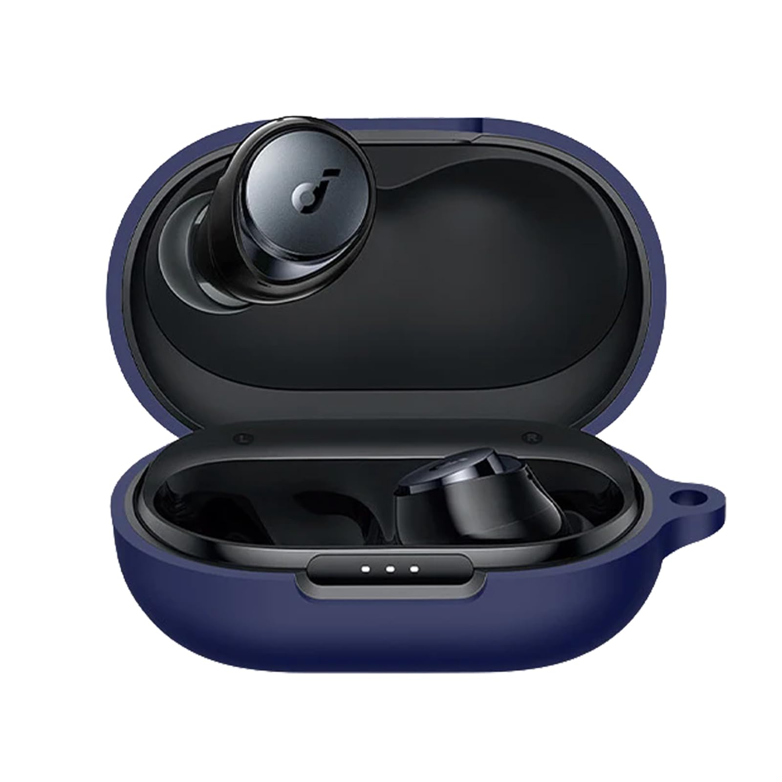 Case for Anker soundcore a40 with Carabiner,Anti-Scratch Premium Soft Silicone Full Protective Case,Shockproof Ultra Slim Headphone Protective Case for Anker soundcore a40,Blue