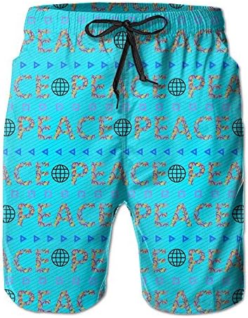 PPANFKEI World Peace Stretch Mens Boardshorts Swim Trunks Men Tropical Basketball Soccer Board Shorts Jersey