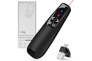 BESTFIRE 2-in-1 USB Type C Wireless Presenter for PowerPoint, Lightweight to 2 Oz Presentation Clicker, 2.4GHz Presenter Remote Slide Advancer for Mac/Windows/Linux, Computer/Laptop, PPT/Keynote