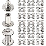 45 Sets Chicago Screws 304 Stainless Steel Screw Post Binding Screw Leather Screw for DIY Leather Bookbinding Bag Decoration 