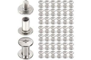 MEGOTO 45 Sets Chicago Screws 304 Stainless Steel Screw Post Binding Screw Leather Screw for DIY Leather Bookbinding Bag Decoration (5x10mm)