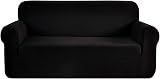 SAMSTEX 3 Seater Sofa Cover 1-Piece High Stretch 72-92 Inch Black